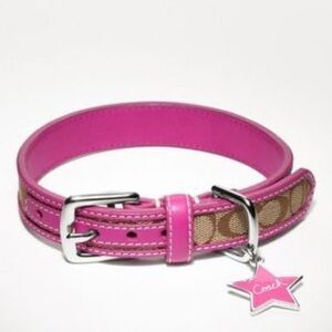 coach pink signature dog collar